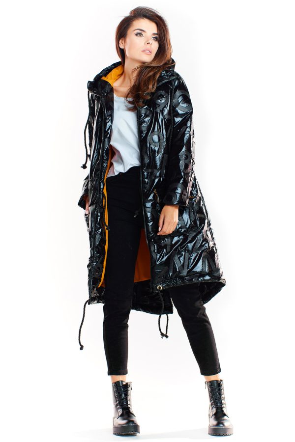 Black Coat in Women`s Coats, Jackets with Polyester