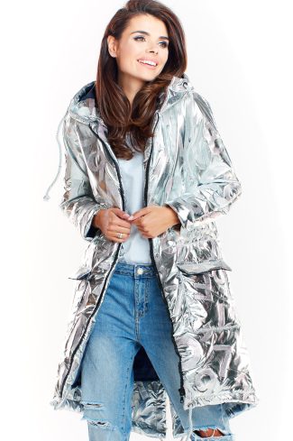 Grey Coat in Women`s Coats, Jackets with Polyester