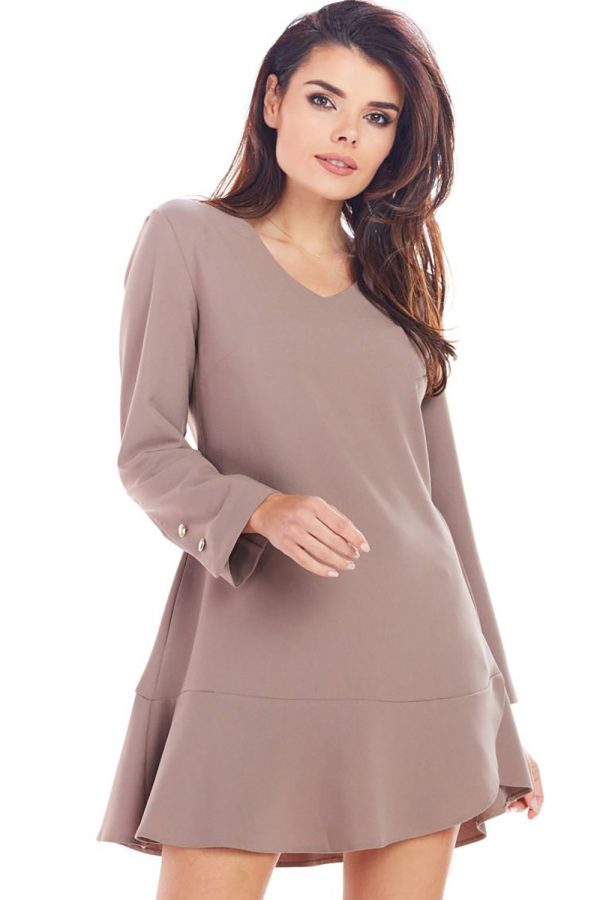 Beige Daydress in Day Dresses with Spandex and Polyester