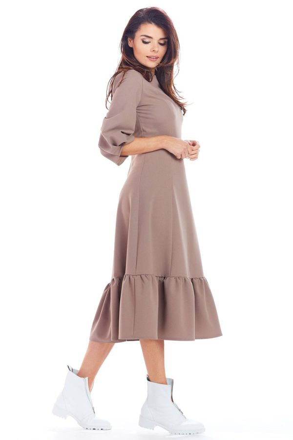 Beige Daydress in Day Dresses with Spandex and Polyester