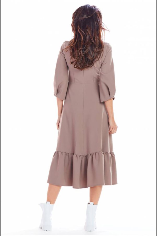 Beige Daydress in Day Dresses with Spandex and Polyester