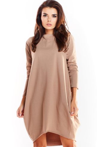 Beige Daydress in Day Dresses with Cotton and Lycra