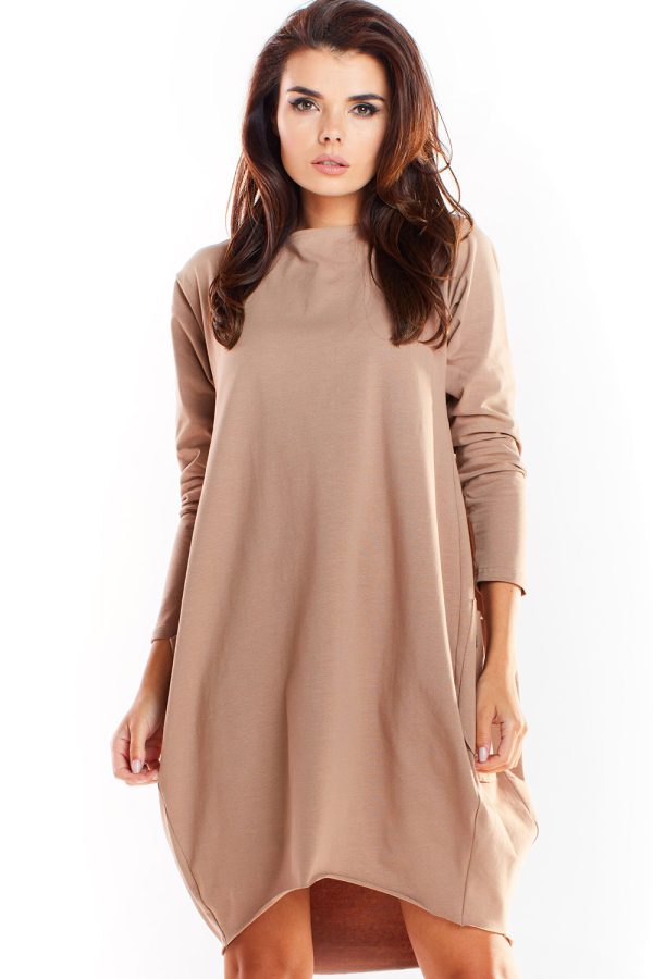Beige Daydress in Day Dresses with Cotton and Lycra