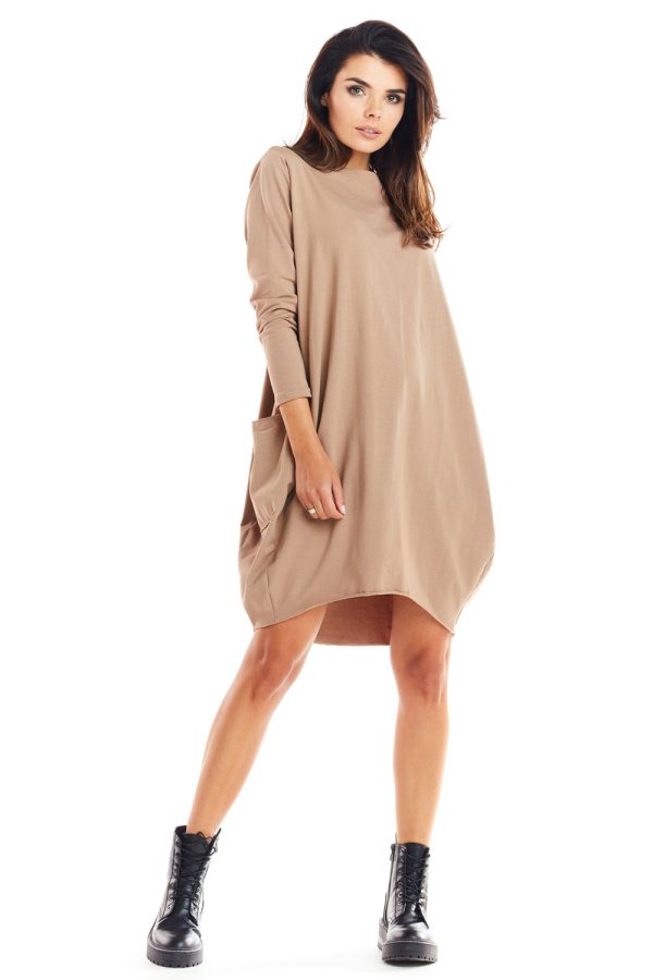 Beige Daydress in Day Dresses with Cotton and Lycra
