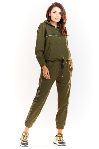 Green Tracksuit Trousers in Women`s Tracksuit Bottoms, Sports Pants with Cotton, Spandex and Polyester
