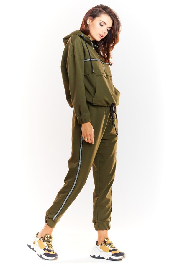 Green Tracksuit Trousers in Women`s Tracksuit Bottoms, Sports Pants with Cotton, Spandex and Polyester