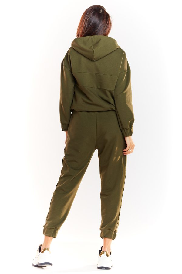Green Tracksuit Trousers in Women`s Tracksuit Bottoms, Sports Pants with Cotton, Spandex and Polyester