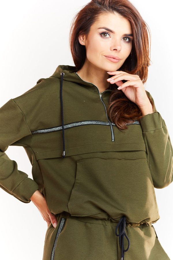 Green Sweatshirt in Sweatshirts For Women with Cotton and Lycra