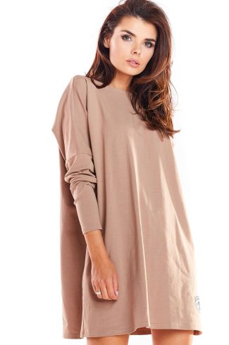 Beige Daydress in Day Dresses with Cotton and Lycra