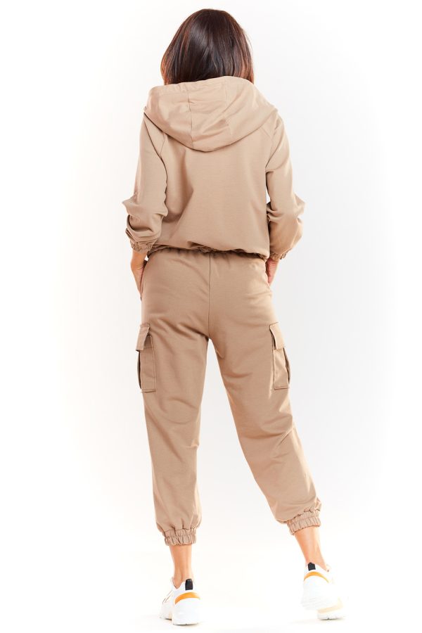 Beige Tracksuit Trousers in Women`s Tracksuit Bottoms, Sports Pants with Cotton, Spandex and Polyester