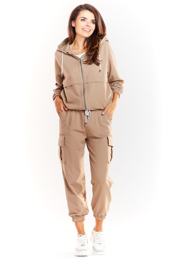 Beige Sweatshirt in Sweatshirts For Women with Cotton and Spandex