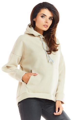 Beige Sweatshirt in Sweatshirts For Women with Cotton and Lycra