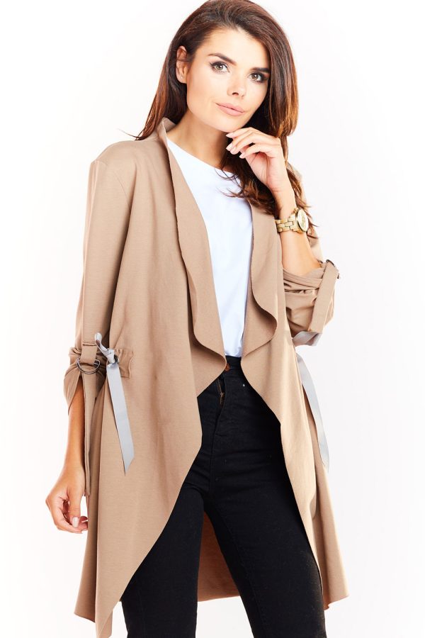 Beige Sweatshirt in Sweatshirts For Women with Cotton, Spandex and Polyester