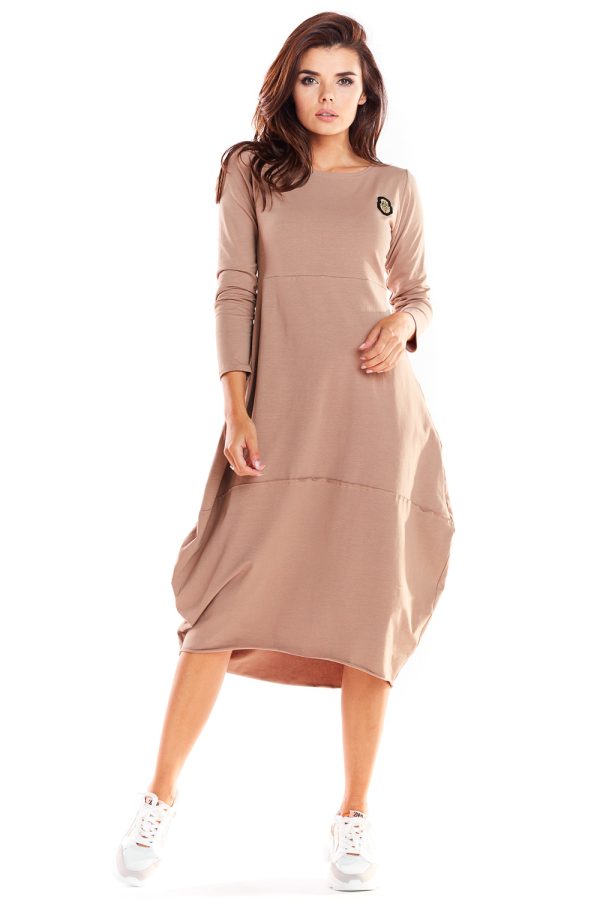 Beige Daydress in Day Dresses with Cotton and Lycra