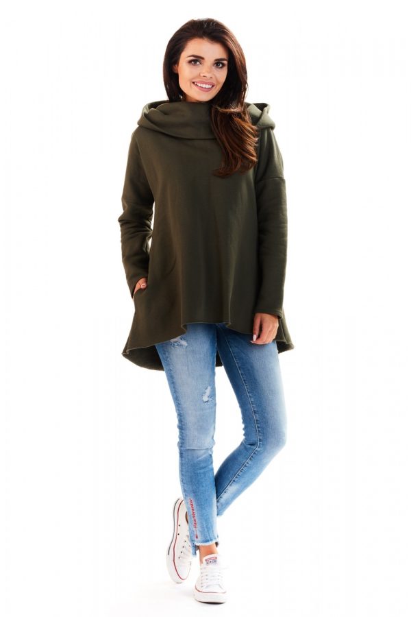 Green Sweatshirt in Sweatshirts For Women with Cotton and Spandex