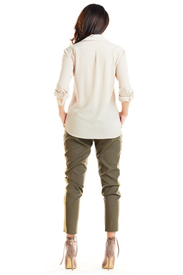 Green Women Trousers in Pants, Trousers, Shorts with Spandex and Polyester