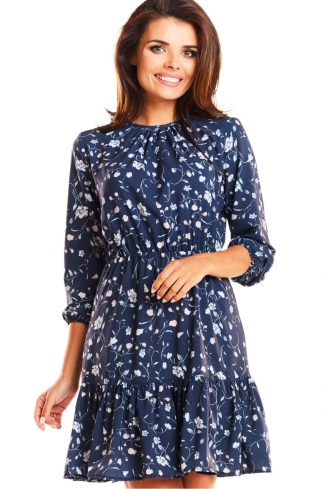 Navy Blue Daydress in Day Dresses with Spandex and Polyester