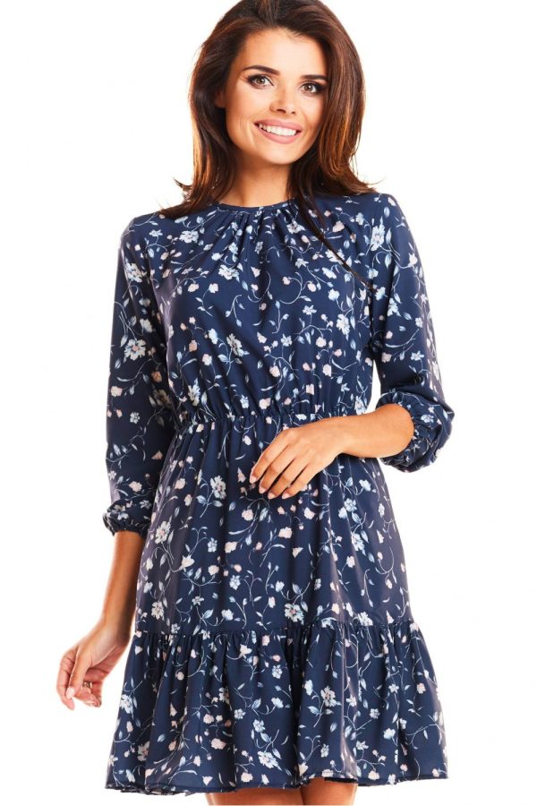 Navy Blue Daydress in Day Dresses with Spandex and Polyester