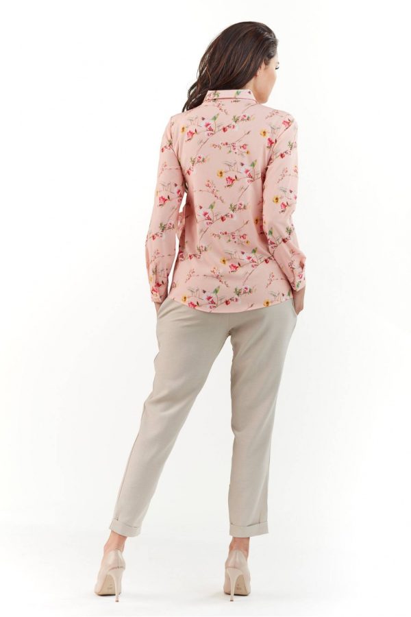 Pink Long Sleeve Shirt in Shirts For Women with Spandex and Polyester