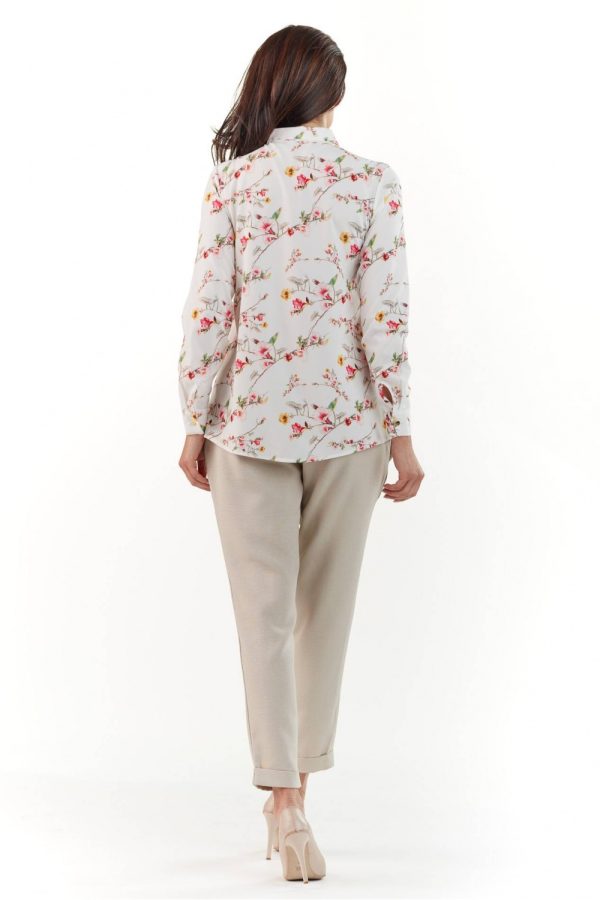 Beige Long Sleeve Shirt in Shirts For Women with Spandex and Polyester