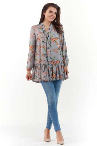 Grey Blouse in Women`s Blouses, Tunics with Spandex and Polyester