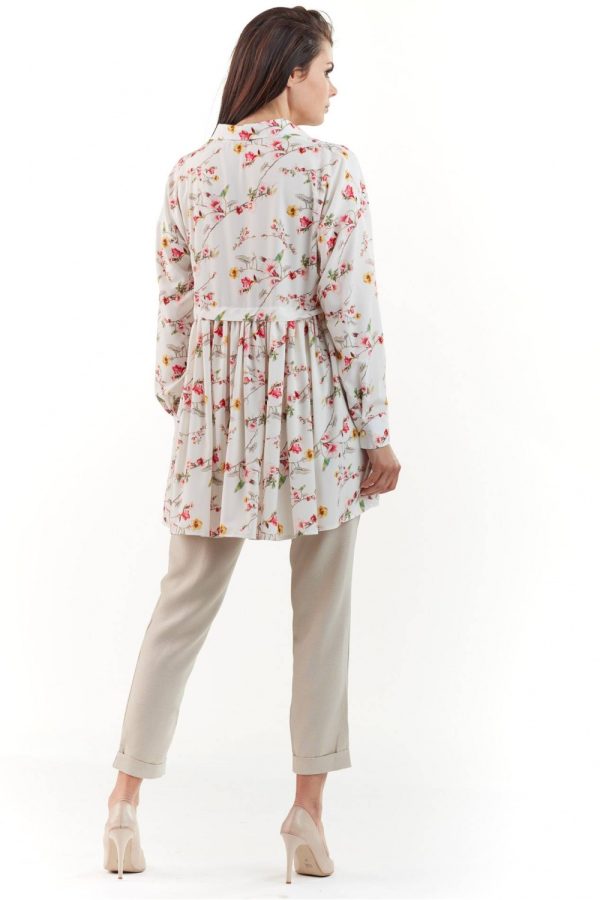 Beige Long Sleeve Shirt in Shirts For Women with Spandex and Polyester