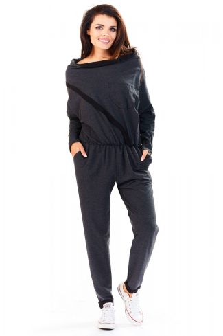 Grey Suit in Playsuits For Women with Cotton and Spandex