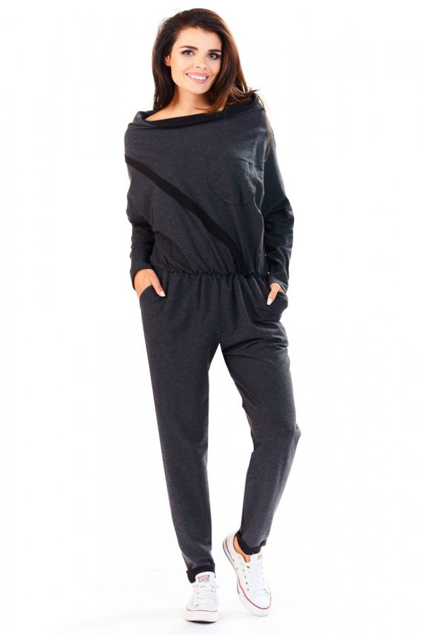 Grey Suit in Playsuits For Women with Cotton and Spandex