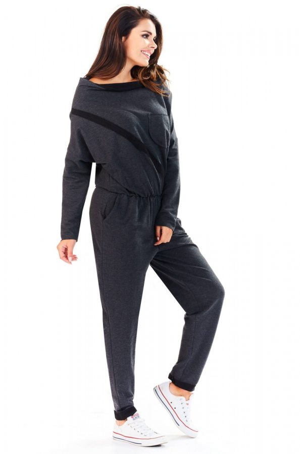 Grey Suit in Playsuits For Women with Cotton and Spandex