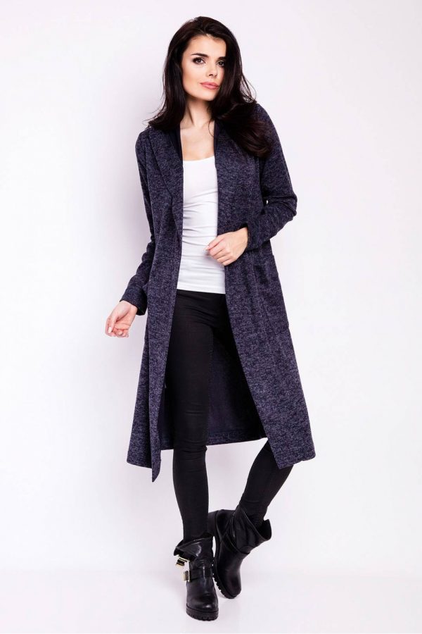 Navy Blue Cardigan in Cardigans For Women, Ponchos with Spandex, Polyester and Viscose
