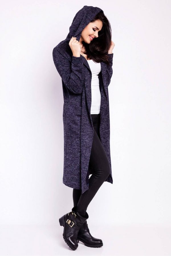 Navy Blue Cardigan in Cardigans For Women, Ponchos with Spandex, Polyester and Viscose