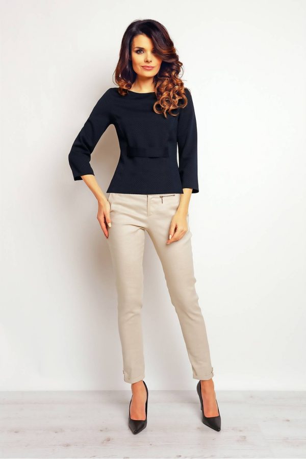 Navy Blue Blouse in Women`s Blouses, Tunics with Spandex and Polyester