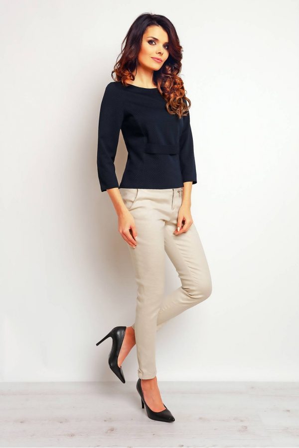 Navy Blue Blouse in Women`s Blouses, Tunics with Spandex and Polyester