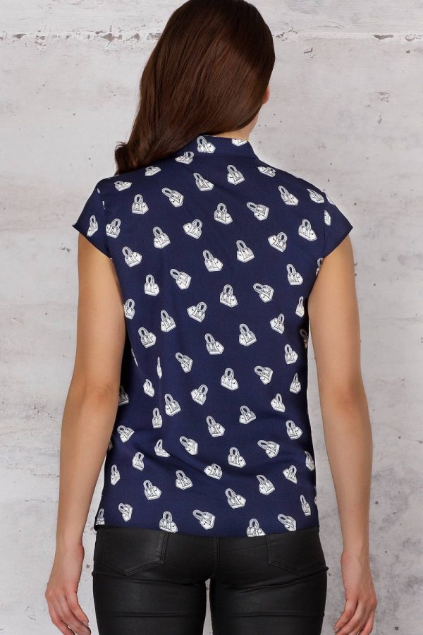 Navy Blue Shirt in Shirts For Women with Spandex and Polyester