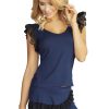 Navy Blue Set in Women`s Pyjamas, Sleepwear Sets with Spandex and Viscose