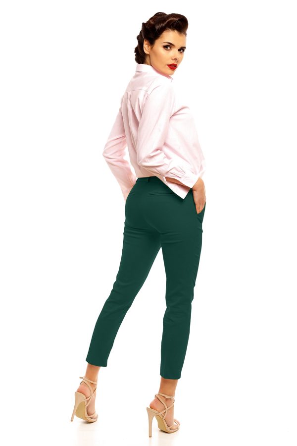 Green Women Trousers in Formal Trousers For Ladies with Cotton, Spandex and Nylon