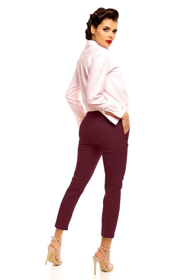 Red Women Trousers in Formal Trousers For Ladies with Cotton, Spandex and Nylon