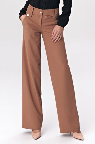 868903-1.jpg Brown Women Trousers in Formal Trousers For Ladies with Spandex, Polyester and Viscose