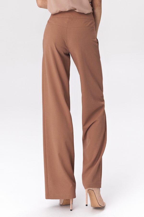 Brown Women Trousers in Formal Trousers For Ladies with Spandex, Polyester and Viscose