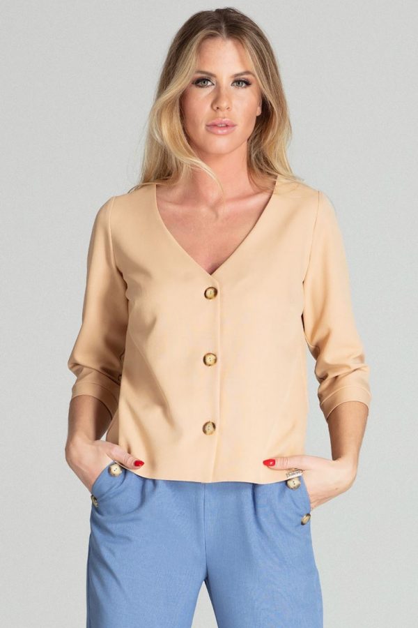 Beige Shirt in Shirts For Women with Polyester