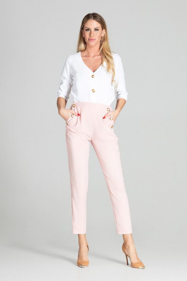 Pink Trousers in Casual Pants For Women with Polyester