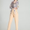 Beige Trousers in Casual Pants For Women with Polyester