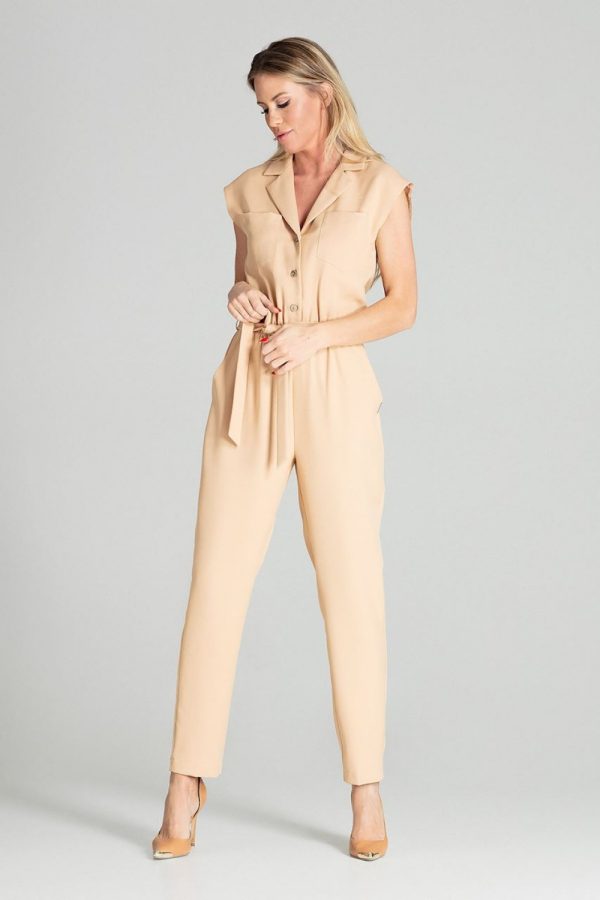 Beige Suit in Playsuits For Women with Polyester