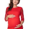 Red Maternity Blouse in Maternity Blouses with Spandex and Viscose