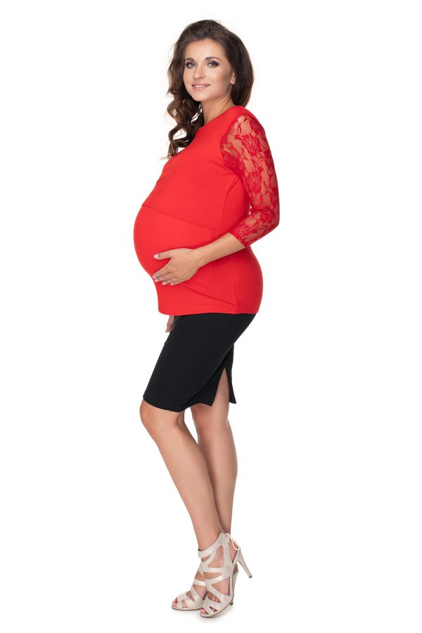 Red Maternity Blouse in Maternity Blouses with Spandex and Viscose