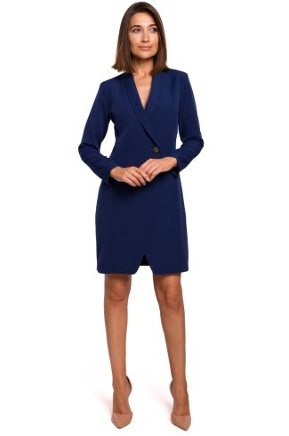 Navy Blue Daydress in Day Dresses with Spandex and Polyester