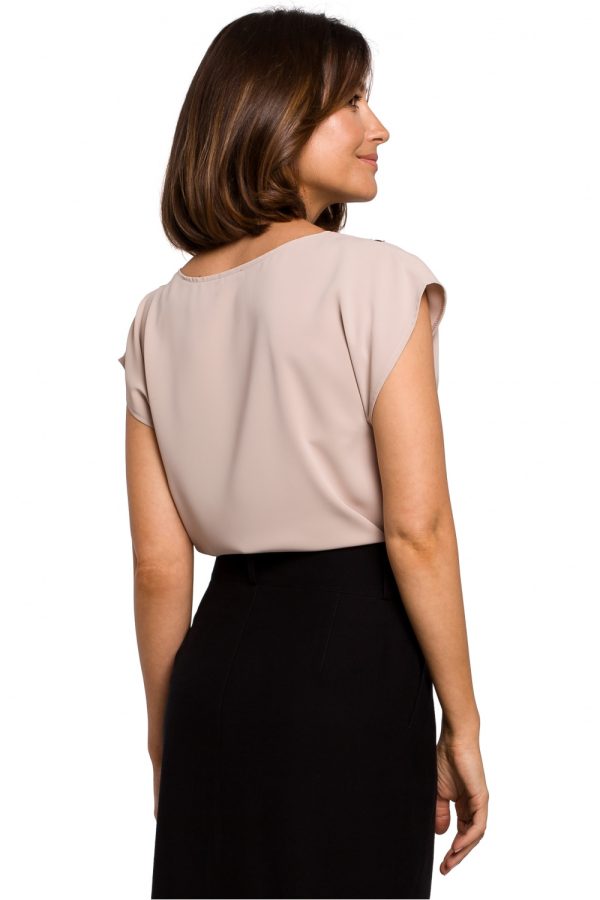 Beige Blouse in Women`s Blouses, Tunics with Spandex and Polyester