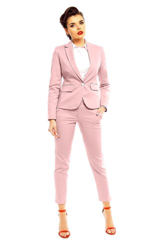 Pink Women Trousers in Formal Trousers For Ladies with Cotton, Spandex and Nylon