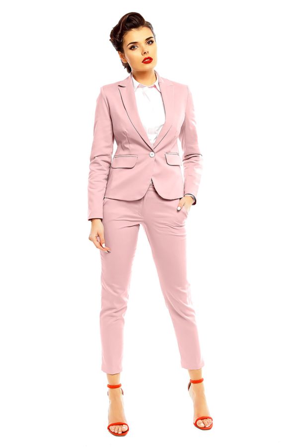 Pink Women Trousers in Formal Trousers For Ladies with Cotton, Spandex and Nylon