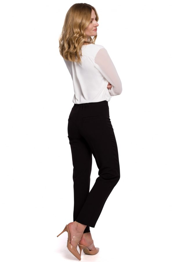Black Trousers in Casual Pants For Women with Spandex and Polyester